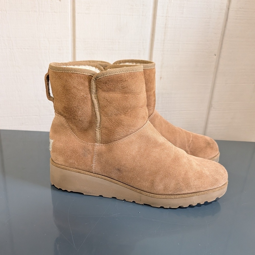 UGG Classic Kristin Suede Wedge Boots Chestnut Tan 1012497 Womens 10